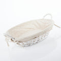 Cesto in vimini bianco foderato con cuore, 49x39x12 cm (kit da 3)