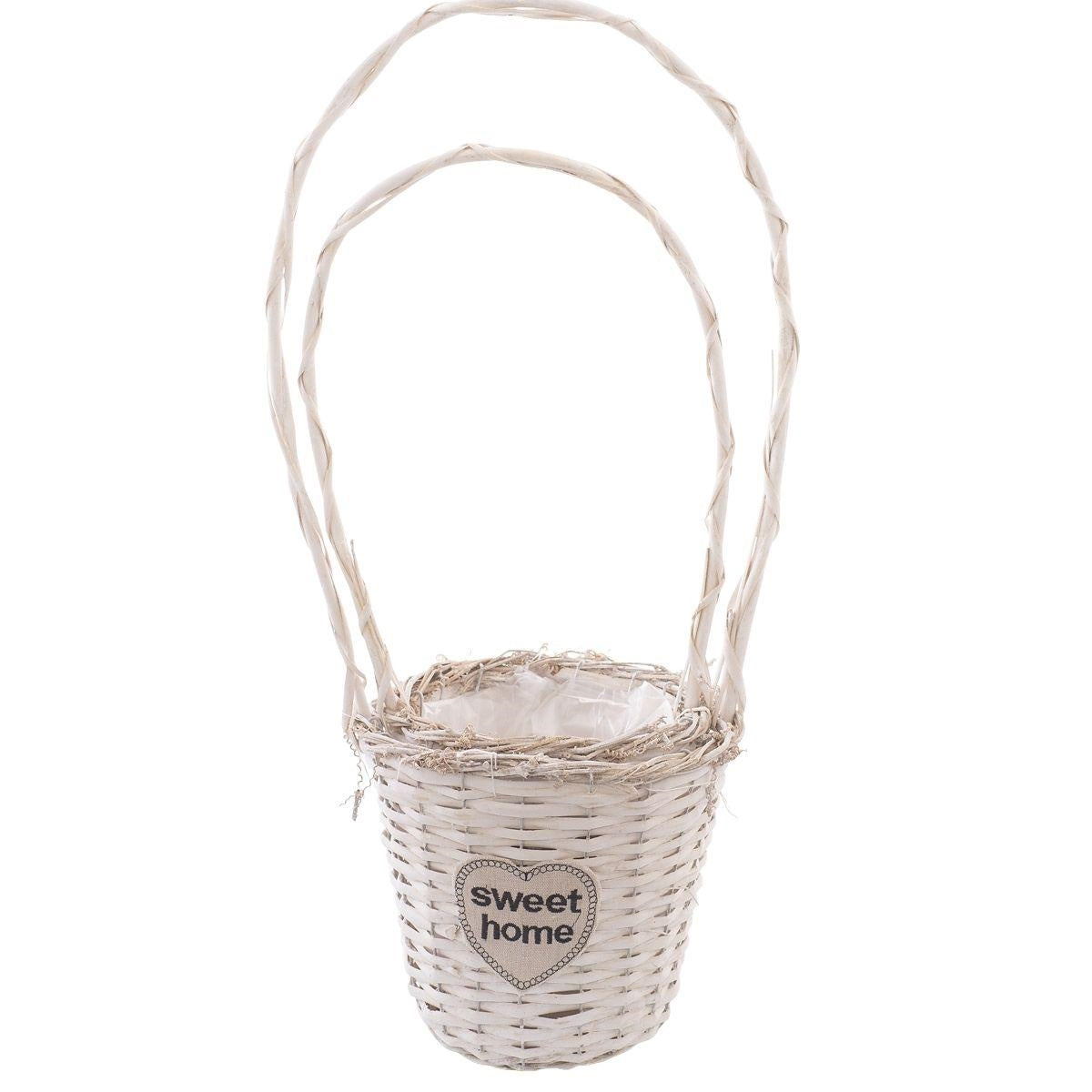 Cesto sposi in vimini bianco, set di 2, Ø25H58 cm (kit da 3)