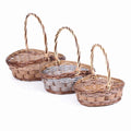 Cesto ovale in vimini e pvc, 40x34x12/18 cm