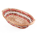 Cesto ovale in vimini bianco e rosso, 52/49x39H13 cm (kit da 5)