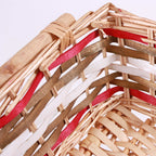 Cesto rettangolare in vimini rosso e bianco, 54/51x38x13 cm (kit da 3)