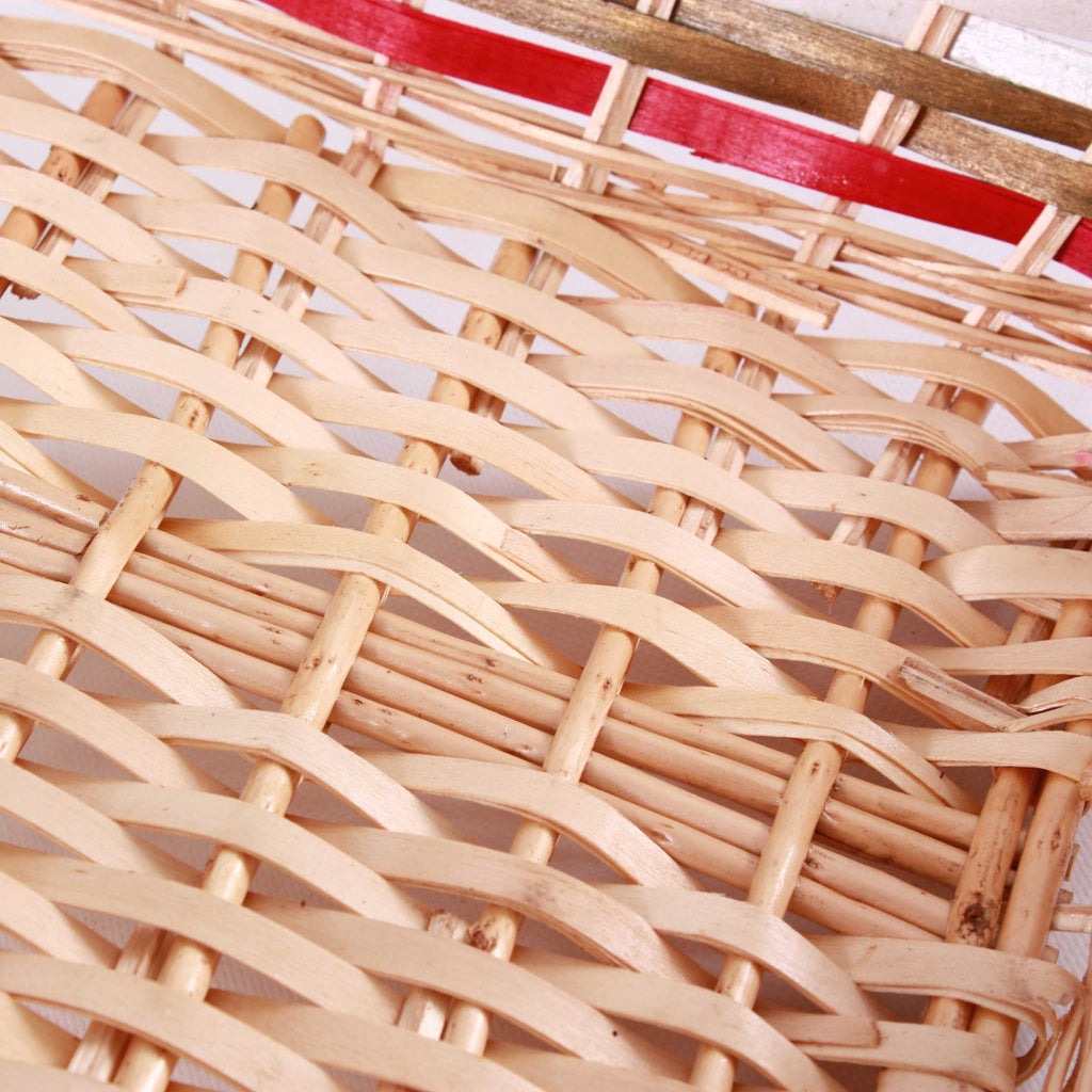 Cesto rettangolare in vimini rosso e bianco, 54/51x38x13 cm (kit da 3)