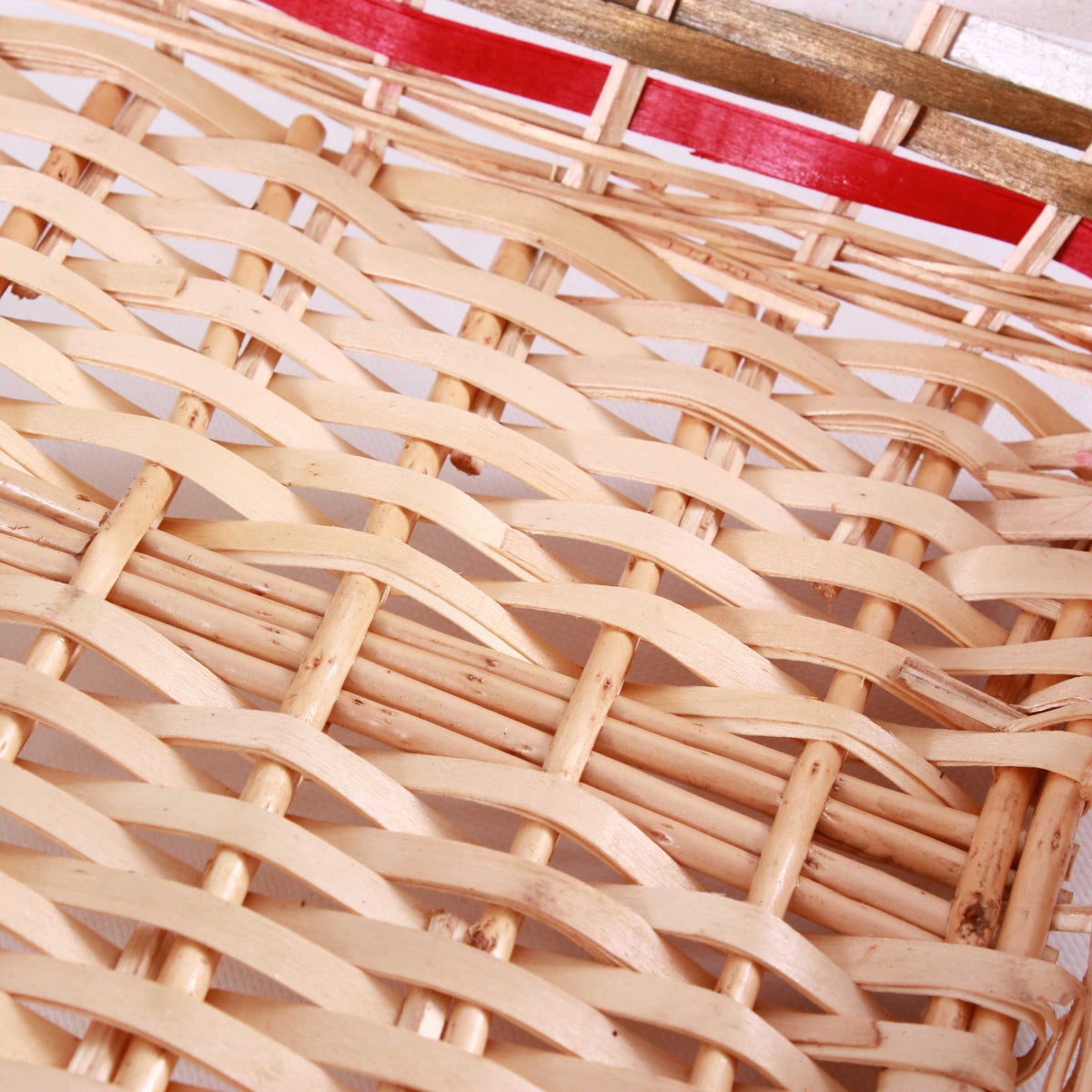 Cesto rettangolare in vimini rosso e bianco, 54/51x38x13 cm (kit da 3)