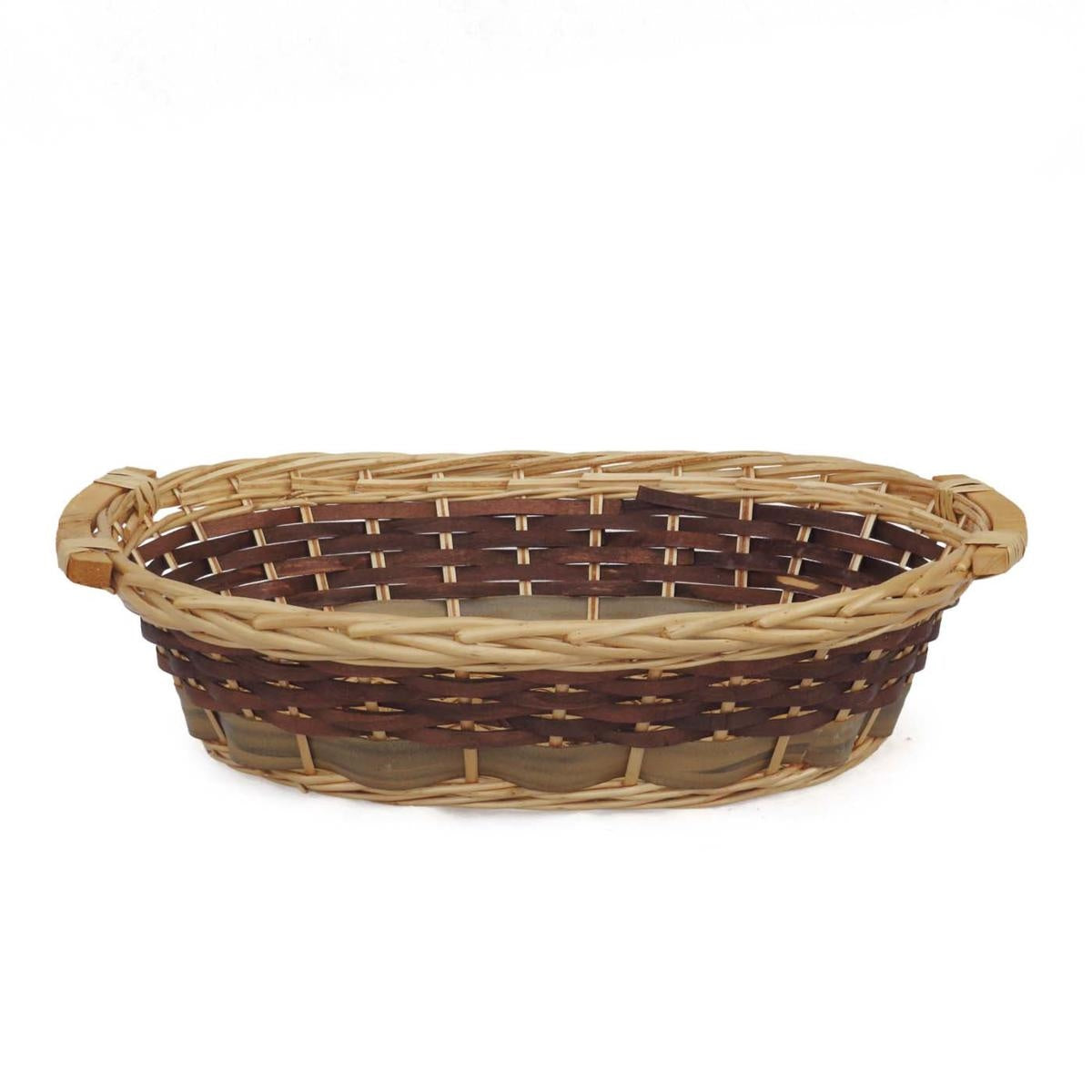 Cesto ovale in vimini ecorattan marrone, 54/49x39x12 cm (kit da 5)