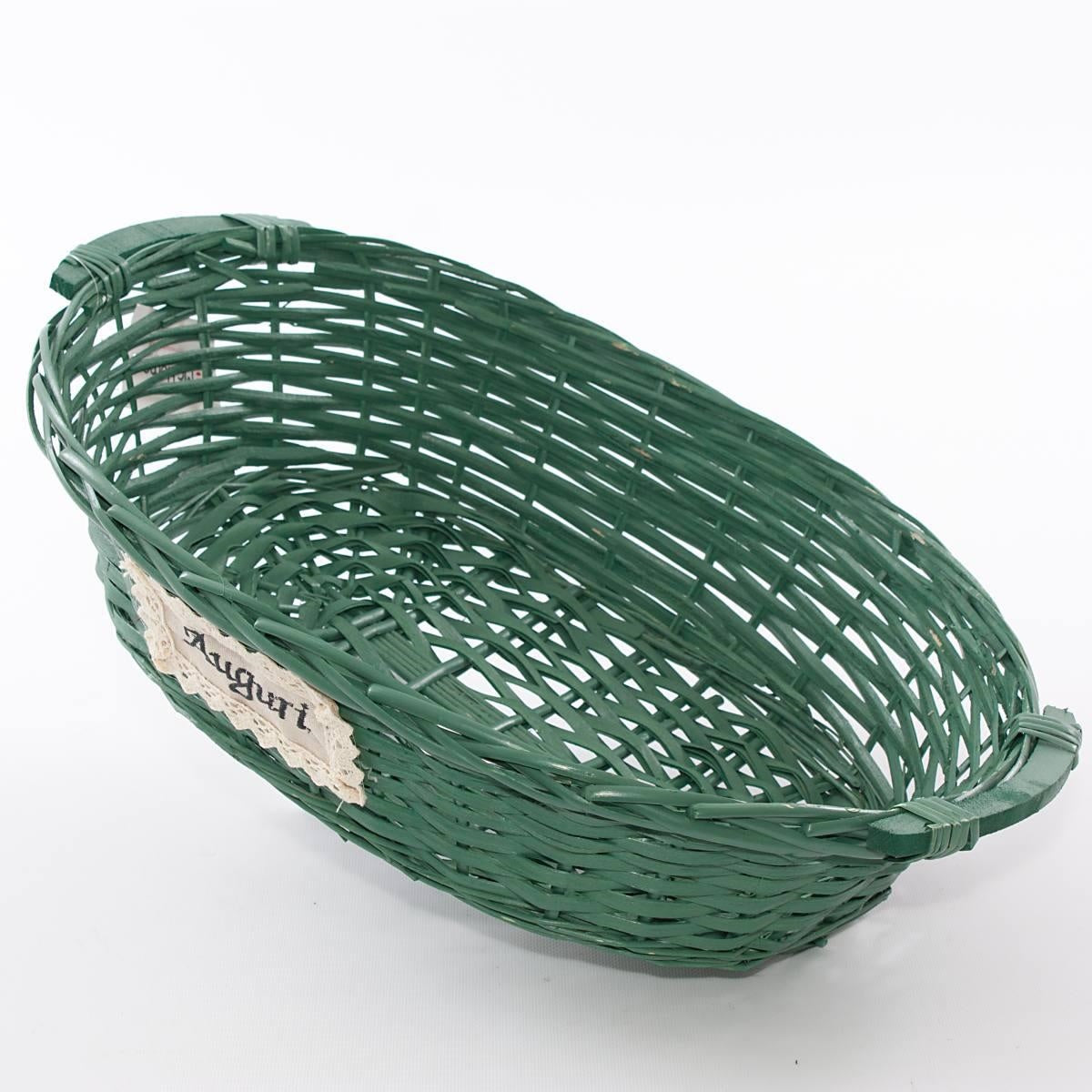 Cesto ovale in vimini verde, 52/49x39x13 cm (kit da 3)