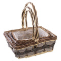 Cesto rettangolare in vimini bicolore, set di 3, 40x30H40 cm
