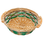 Cesto rotondo in vimini con manici in legno, Ø35H10 cm (kit da 5)