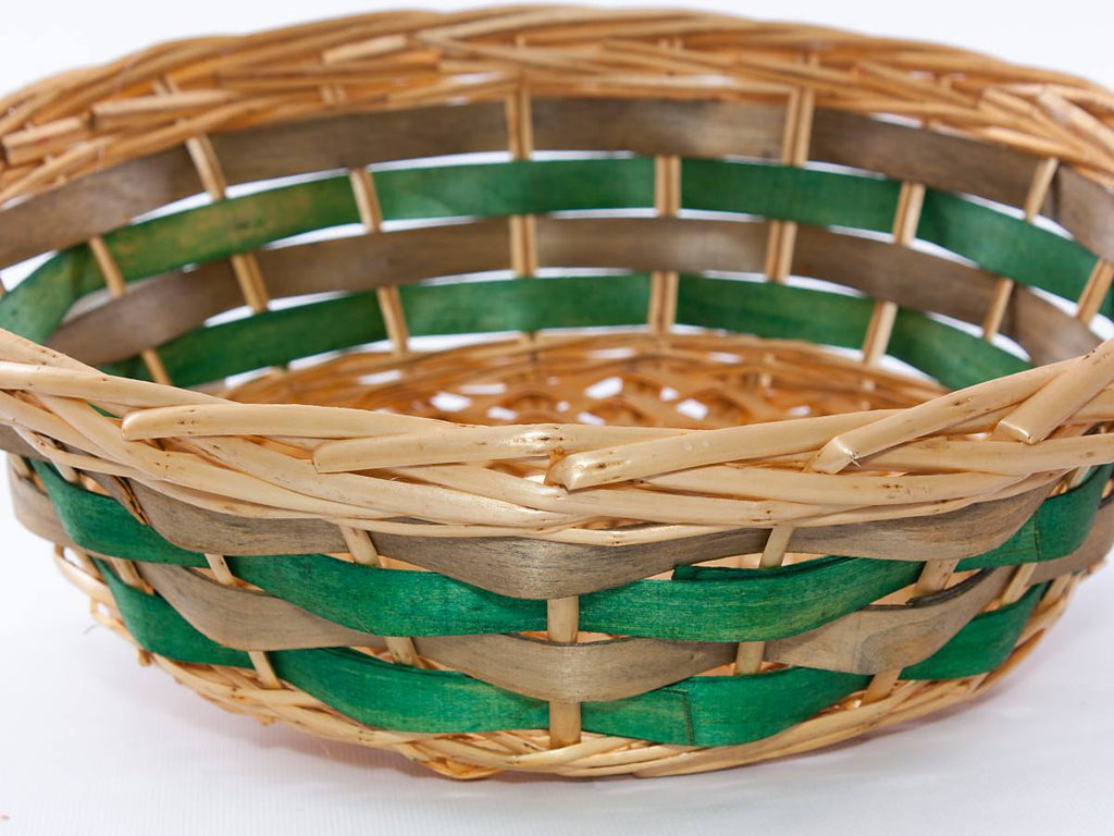 Cesto rotondo in vimini con manici in legno, Ø35H10 cm (kit da 5)