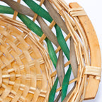 Cesto rotondo in vimini con manici in legno, Ø35H10 cm (kit da 5)