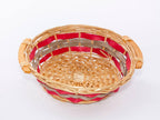 Cesto rotondo in vimini rosso e bianco, 42/40H12 cm (kit da 3)