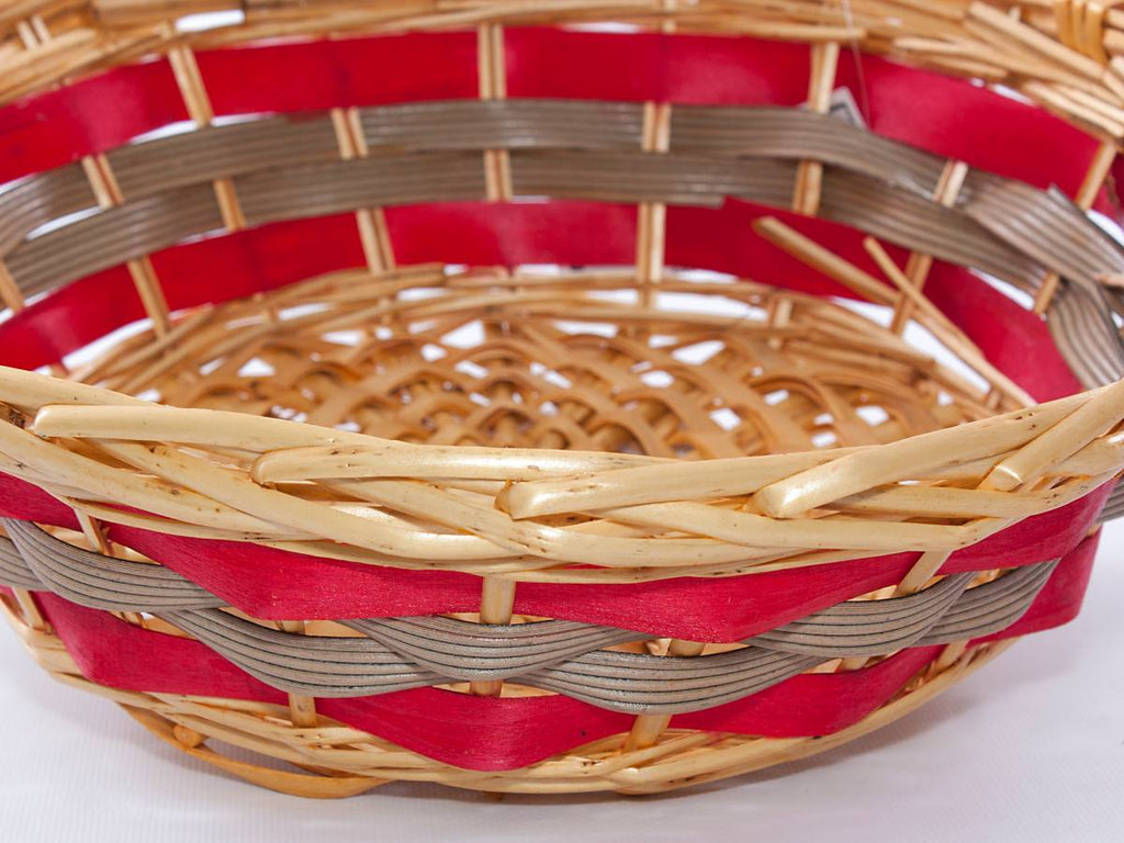 Cesto rotondo in vimini rosso e bianco, 42/40H12 cm (kit da 3)