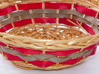 Cesto rotondo in vimini rosso e bianco, 42/40H12 cm (kit da 3)