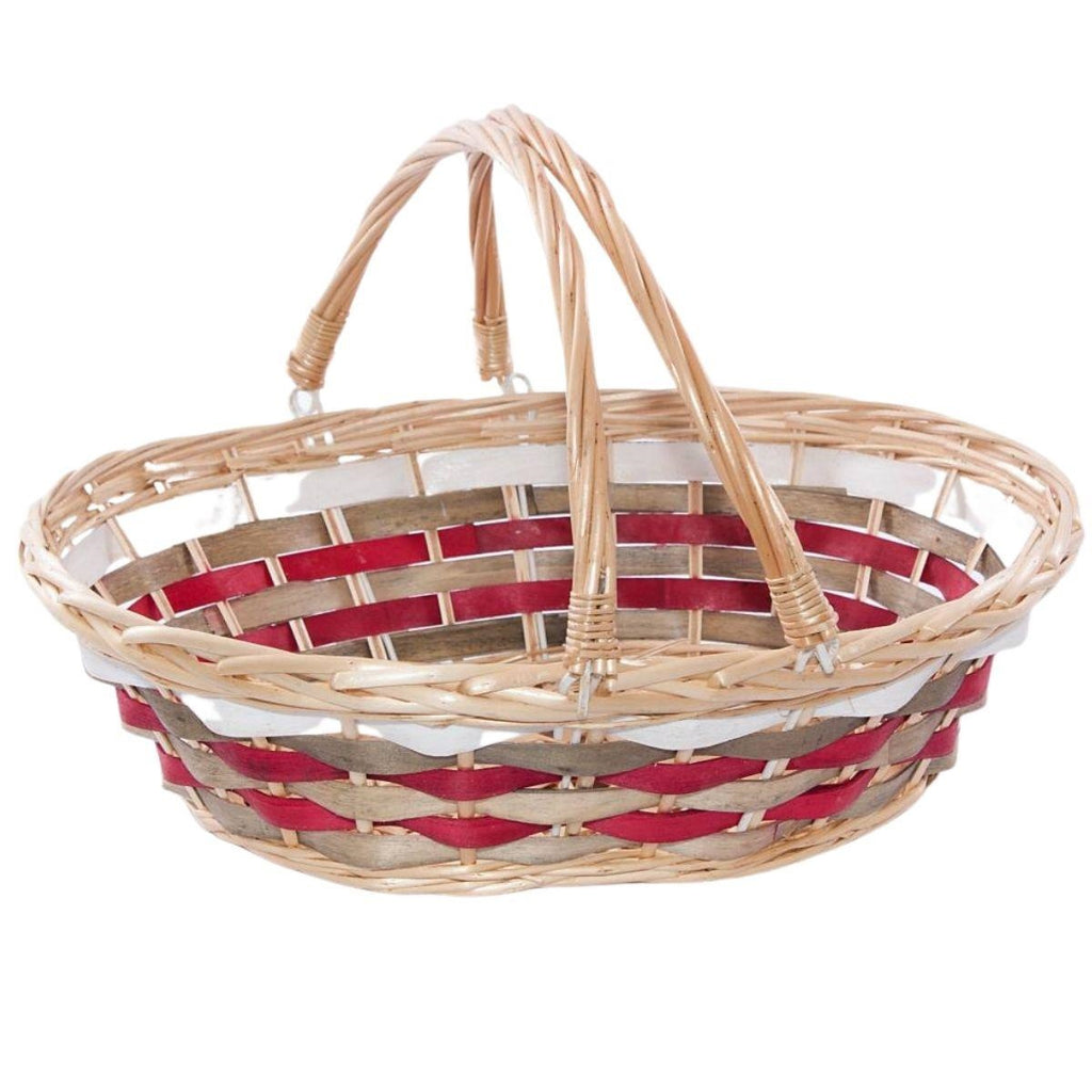 Cesto da confezione ovale in vimini con manici pieghevoli, 46x36x14 cm (kit da 3)