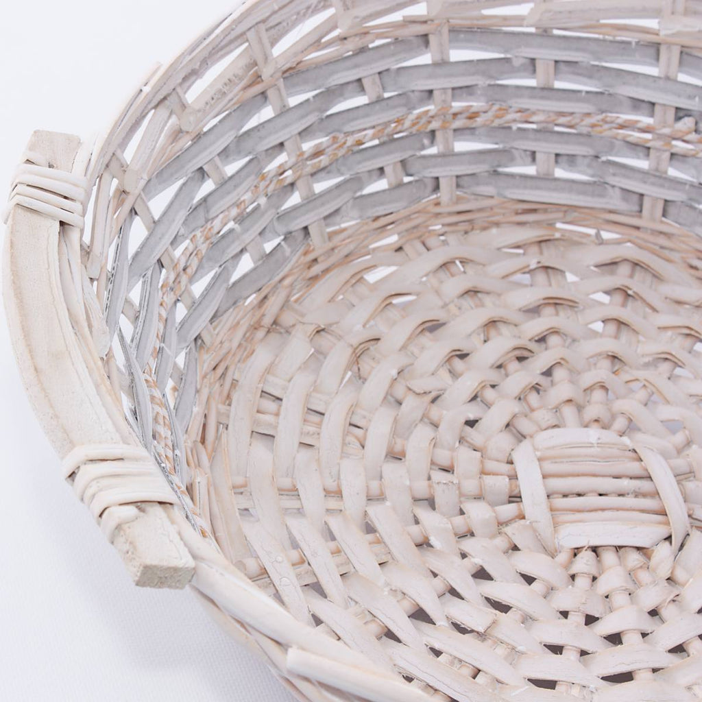 Cesto rotondo in vimini bianco e grigio, 42/40H12 cm (kit da 3)
