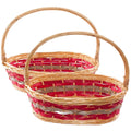 Cesti ovali in vimini con manici alti, set da 2, 50x42H15 cm