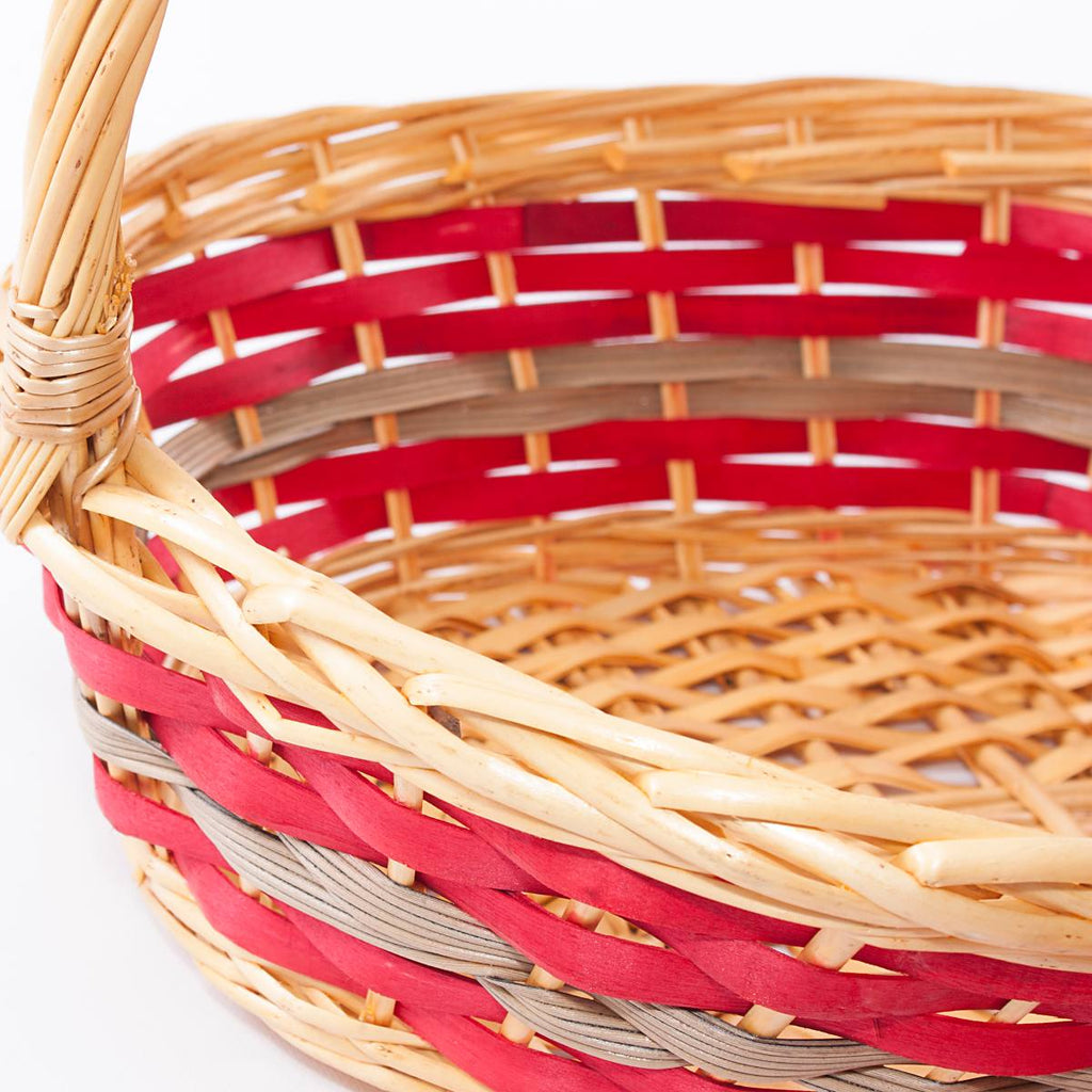 Cesti ovali in vimini con manici alti, set da 2, 50x42H15 cm