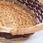 Cesto ovale in vimini con manici in legno, 52x40H13 cm (kit da 3)