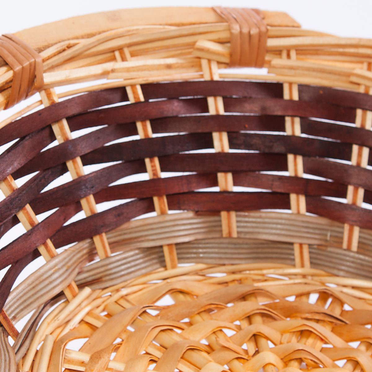 Cesto ovale in vimini con manici in legno, 52x40H13 cm (kit da 3)