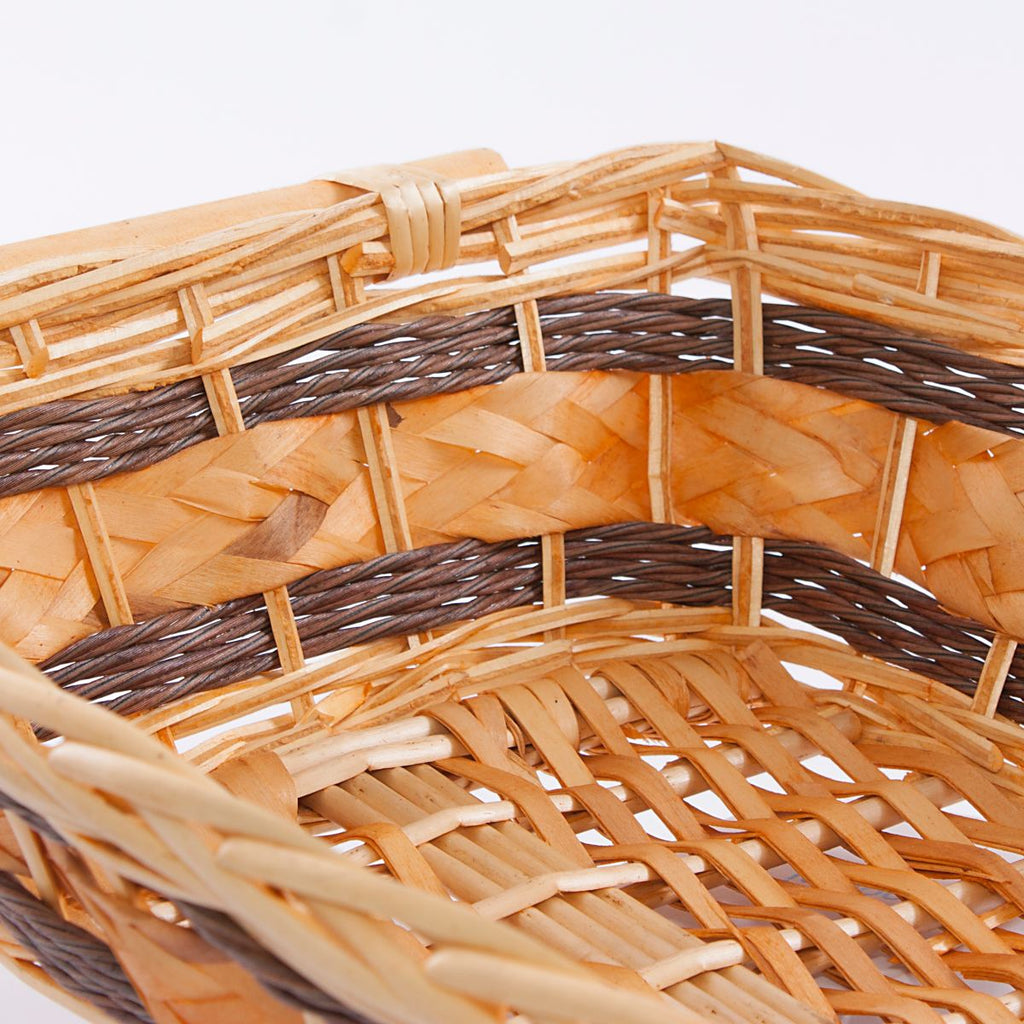 Cesto rettangolare in vimini naturale con manici, 48x34H12 cm (kit da 3)