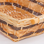 Cesto rettangolare in vimini naturale con manici, 48x34H12 cm (kit da 3)