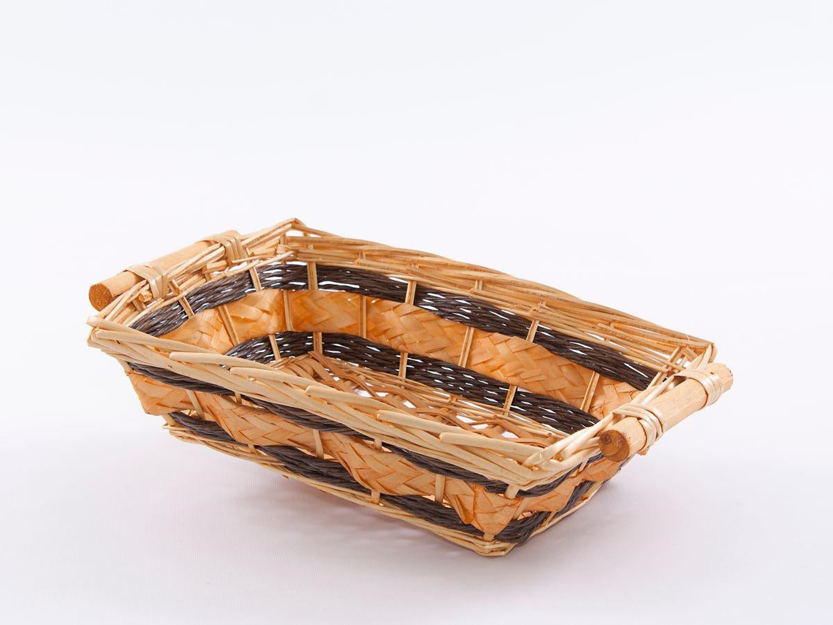 Cesto rettangolare in vimini naturale, 39x27x10 cm (kit da 5)