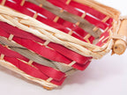 Cesto rettangolare in vimini con manici in legno, 55x38H13 cm (kit da 3)