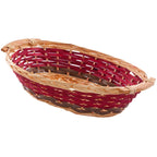 Cesto ovale in vimini rosso, 52x40H13 cm (kit da 3)