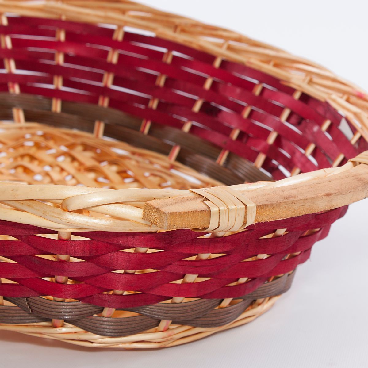 Cesto ovale in vimini rosso, 52x40H13 cm (kit da 3)