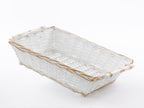 Cesto rettangolare in vimini bianco e oro, 54/51x38H13 cm (kit da 3)