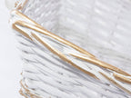Cesto rettangolare in vimini bianco e oro, 54/51x38H13 cm (kit da 3)