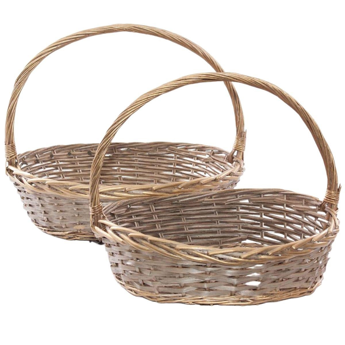 Cesto ovale in vimini con manici, set di 2, 50x42H15 cm