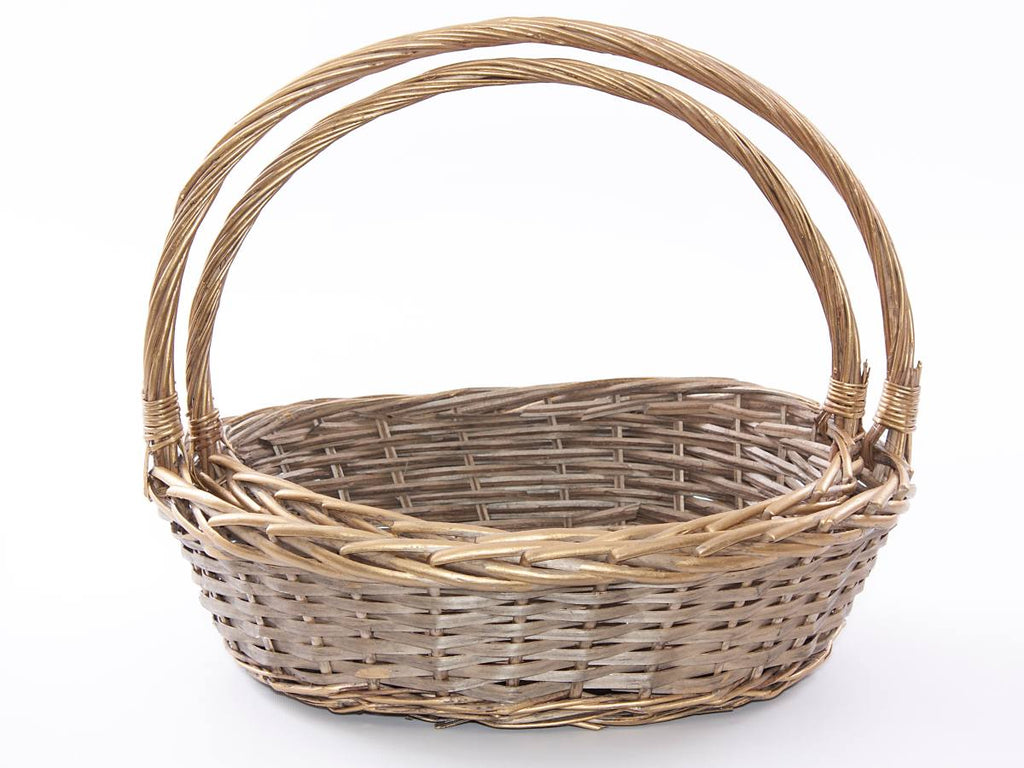 Cesto ovale in vimini con manici, set di 2, 50x42H15 cm
