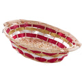 Cesto ovale in vimini con manici in legno, 52x40H13 cm (kit da 3)