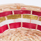 Cesto ovale in vimini con manici in legno, 52x40H13 cm (kit da 3)