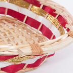 Cesto ovale in vimini con manici in legno, 52x40H13 cm (kit da 3)