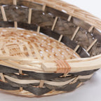 Cesto ovale in vimini con manici in legno, 52x40H13 cm (kit da 3)