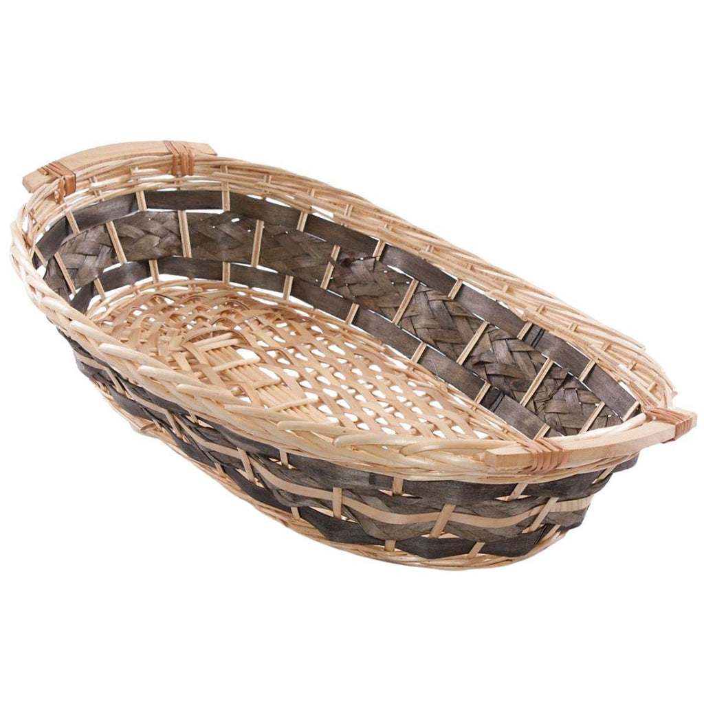 Cesto da confezione ovale in vimini con manici in legno, 69x40x13 cm (kit da 3)