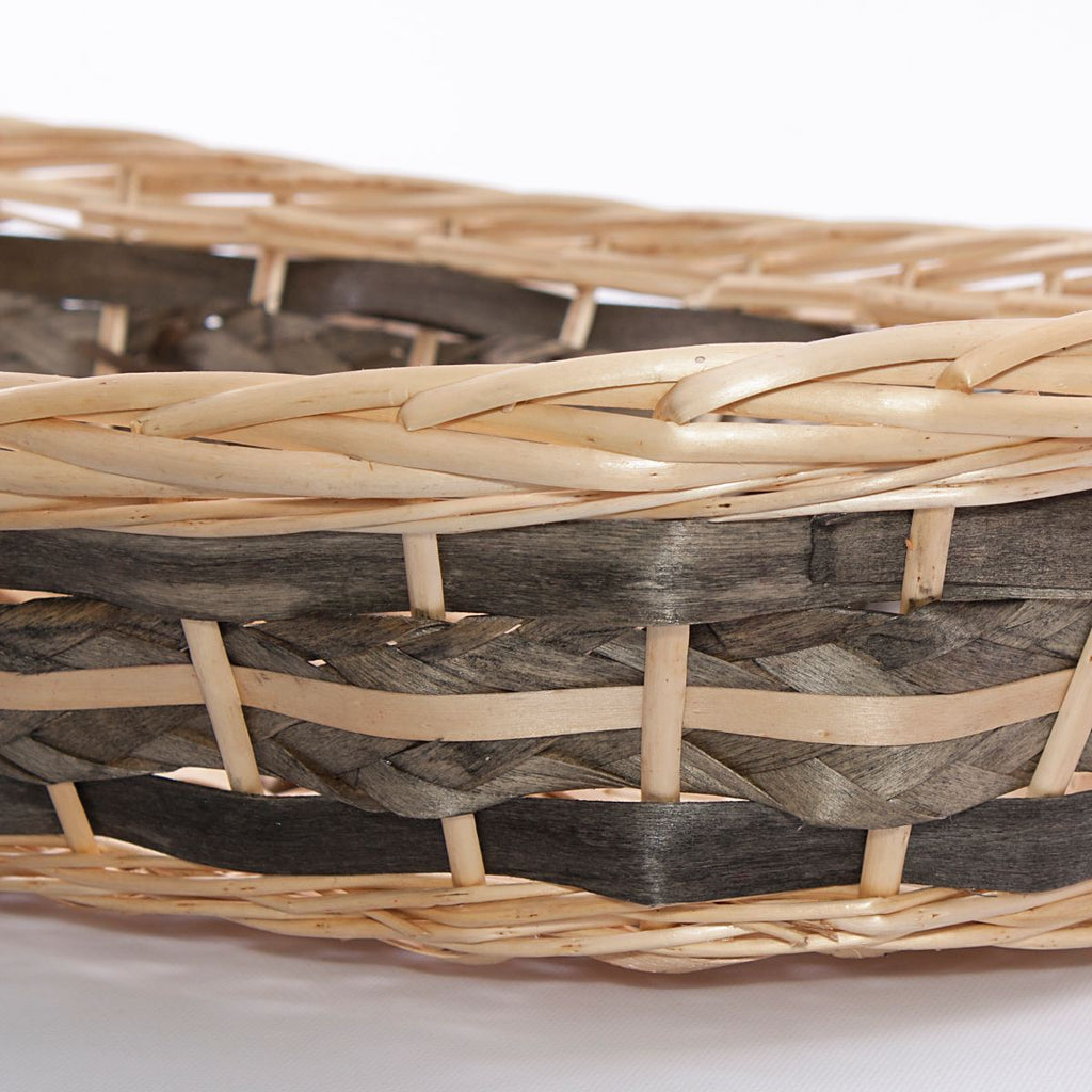 Cesto da confezione ovale in vimini con manici in legno, 69x40x13 cm (kit da 3)