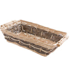 Cesto rettangolare in vimini con manici in legno, 48x34H12 cm (kit da 5)