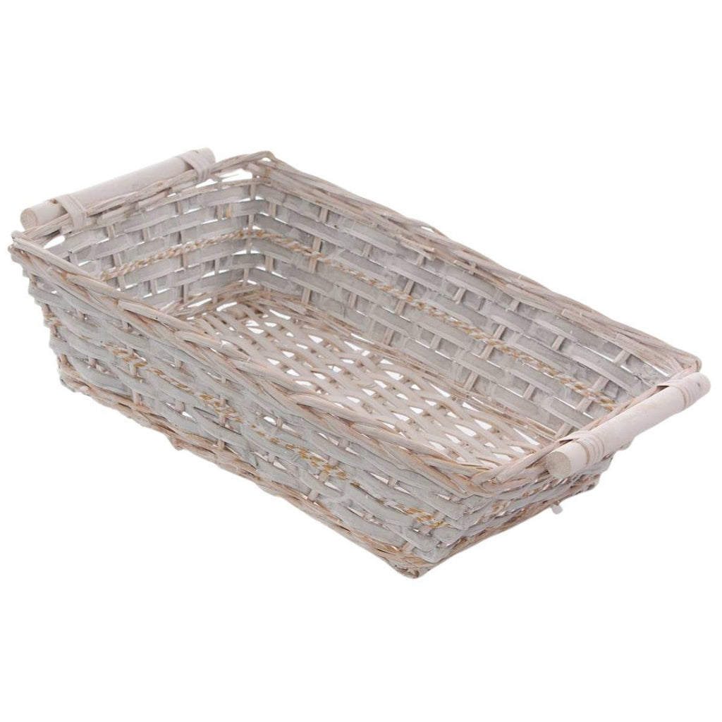Cesto bianco e grigio in vimini, 45x34x12 cm (kit da 5)