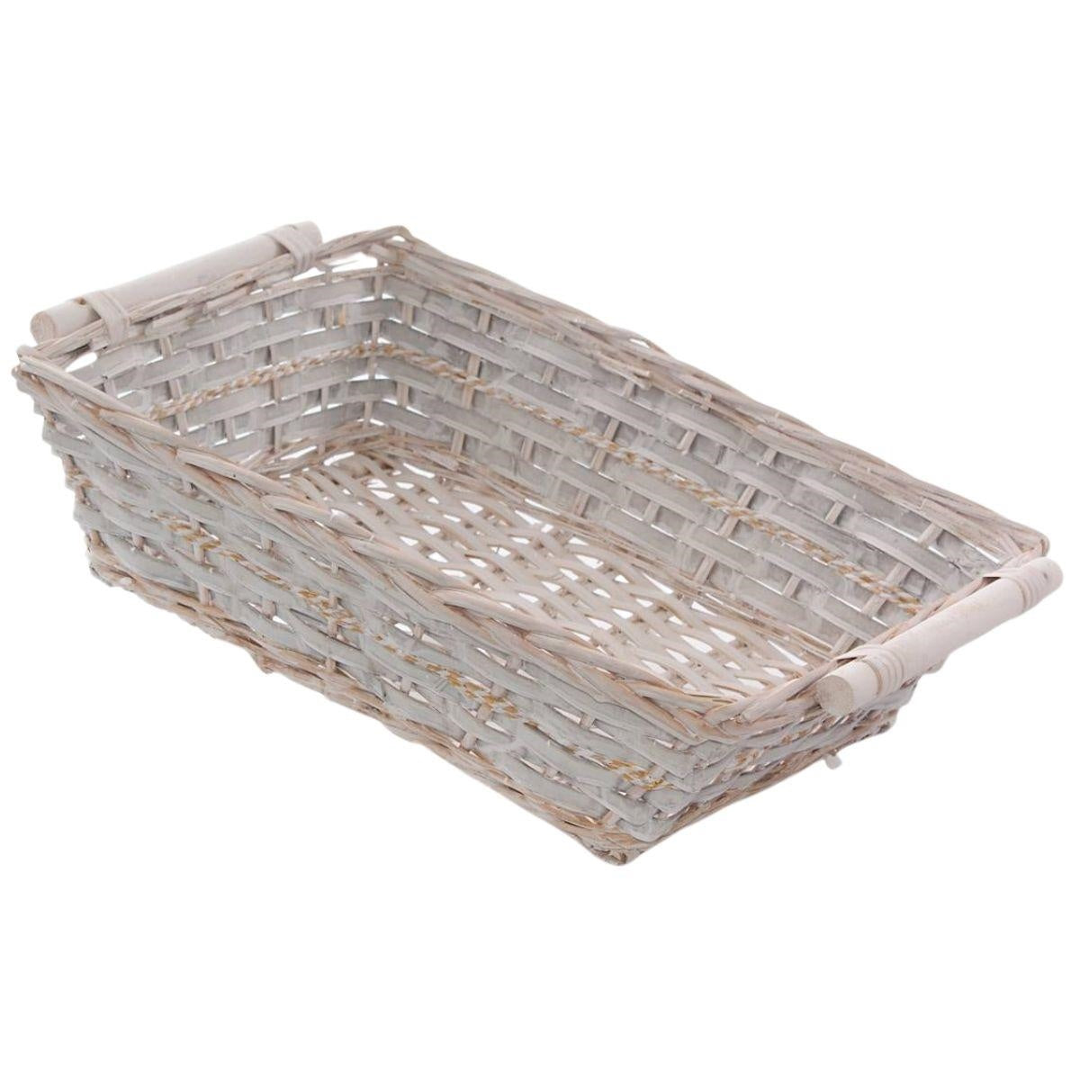Cesto bianco e grigio in vimini, 45x34x12 cm (kit da 5)
