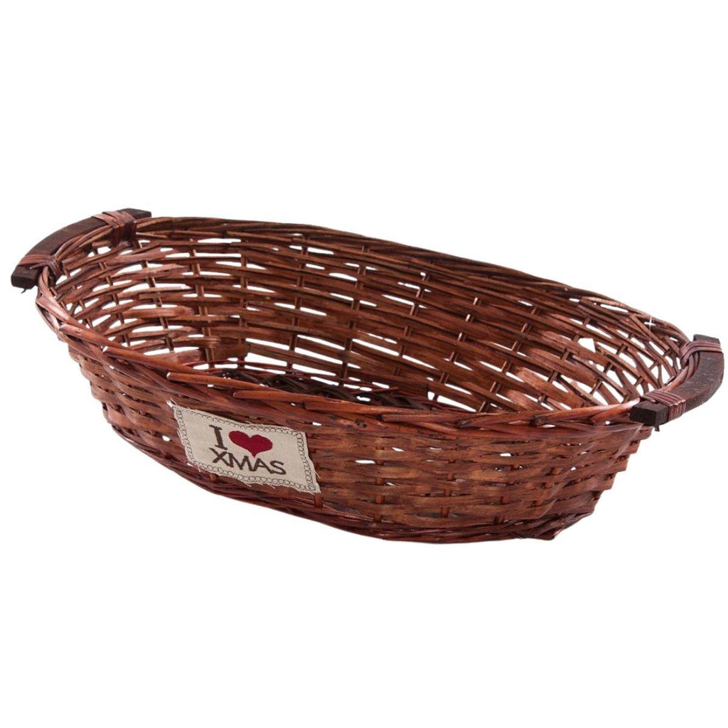 Cesto ovale in vimini I love xmas, 52x40H13 cm (kit da 3)