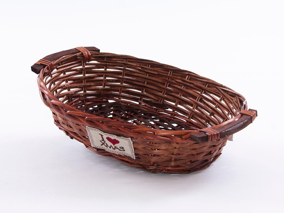 Cesto ovale marrone in vimini, 41x28x10 cm (kit da 5)