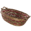 Cesto ovale in vimini con manici in legno, 52x39H14 cm (kit da 3)