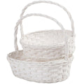 Cesti ovali in vimini bianco con manico, set da 2, 45x39H40 cm