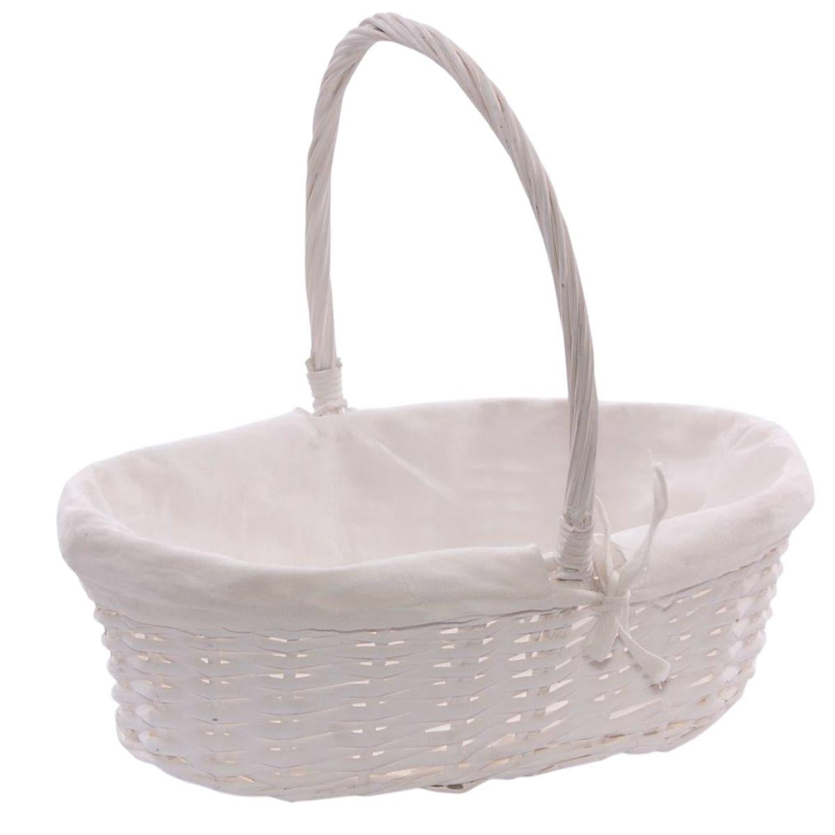Cesto nascita in vimini bianco foderato, 40X28H35 cm