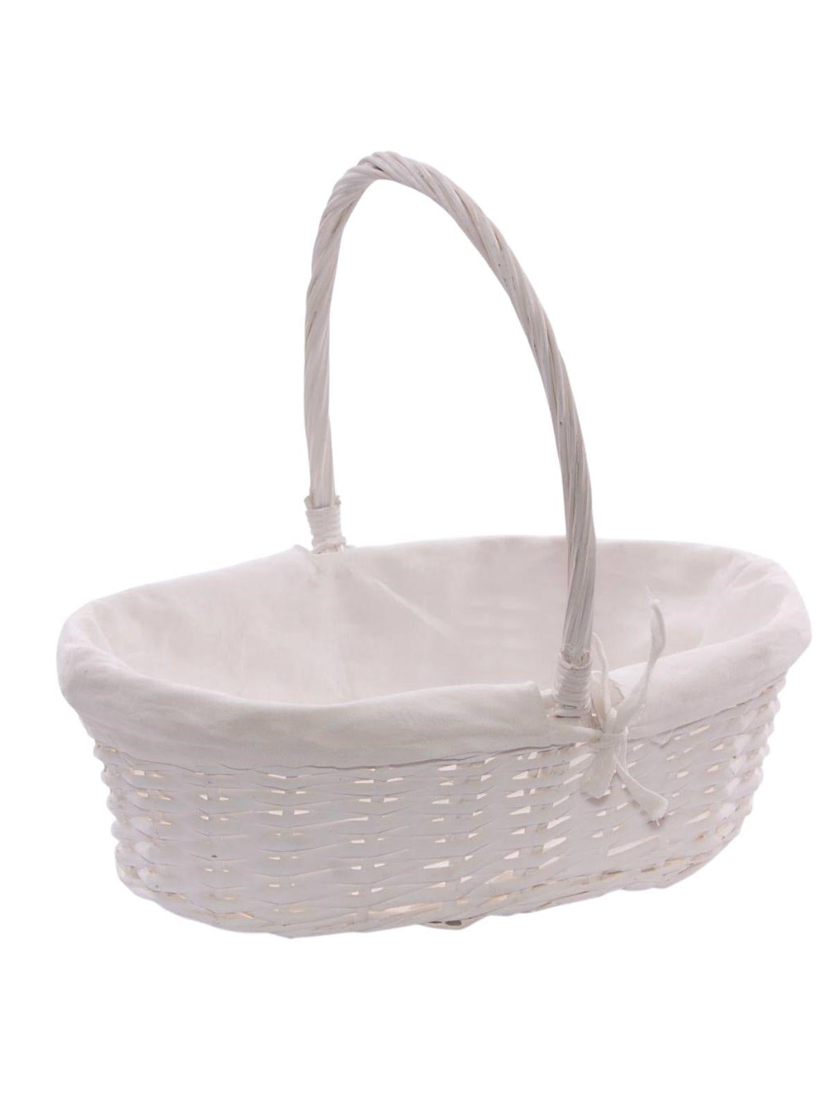 Cesto nascita in vimini bianco foderato, 40X28H35 cm