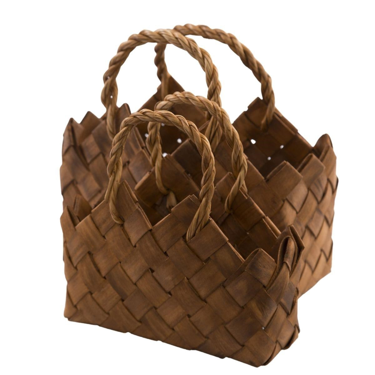 Cesto sporta in legno di pioppo, set di 2, 24x10H24 cm (kit da 5)