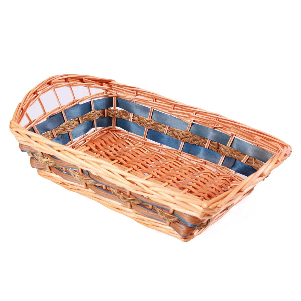 Cesto da confezionamento rettangolare in vimini blu, 51x36H12/17 cm (kit da 5)