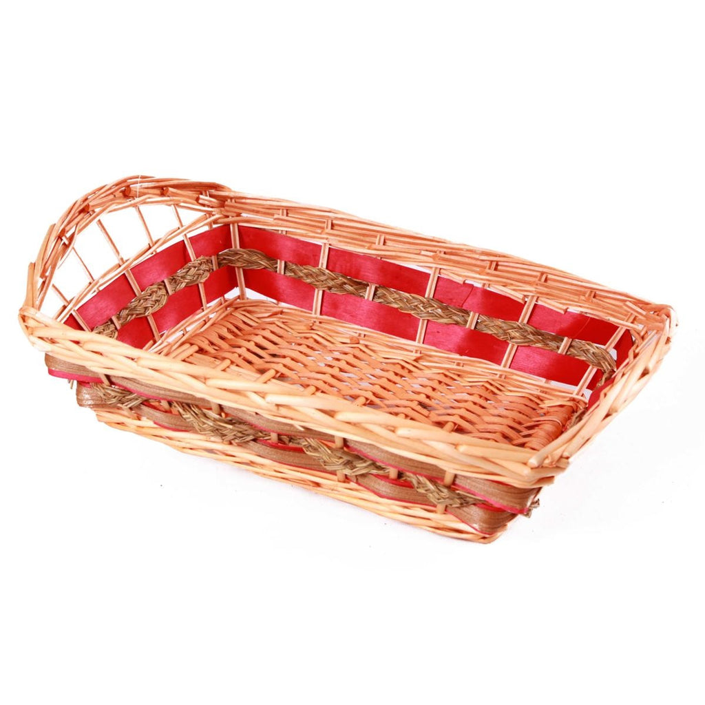 Cesto da confezionamento rettangolare in vimini rosso, 51x36x12/17 cm (kit da 5)